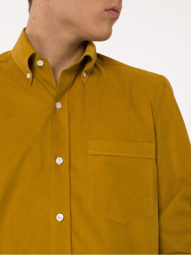 Saturday - Easy-fit mustard cotton shirt with long sleeves